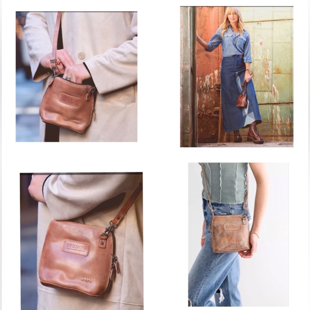 NWOT Bed Stu Leather Ventura Crossbody Bag Tan Rustic Mason Retail $155 - Picture 14 of 14